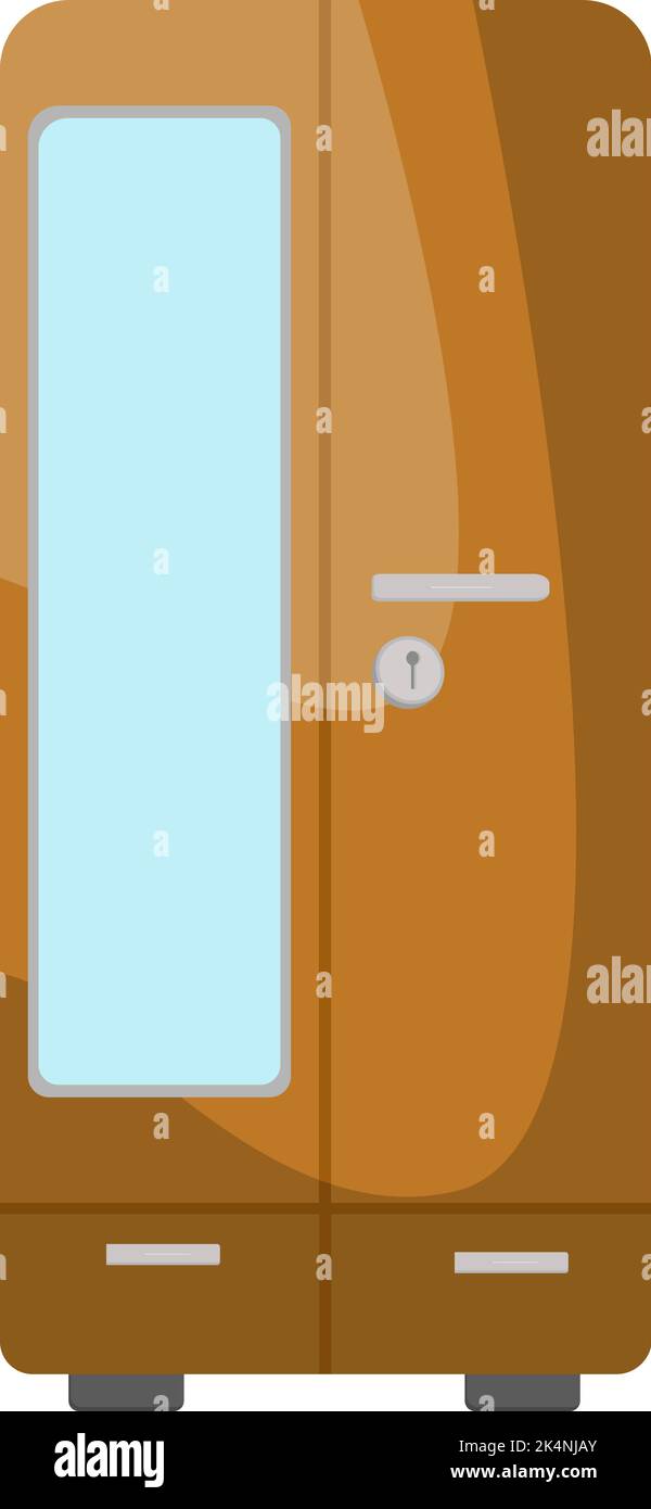 Brown wardrobe, illustration, vector on a white background. Stock Vector