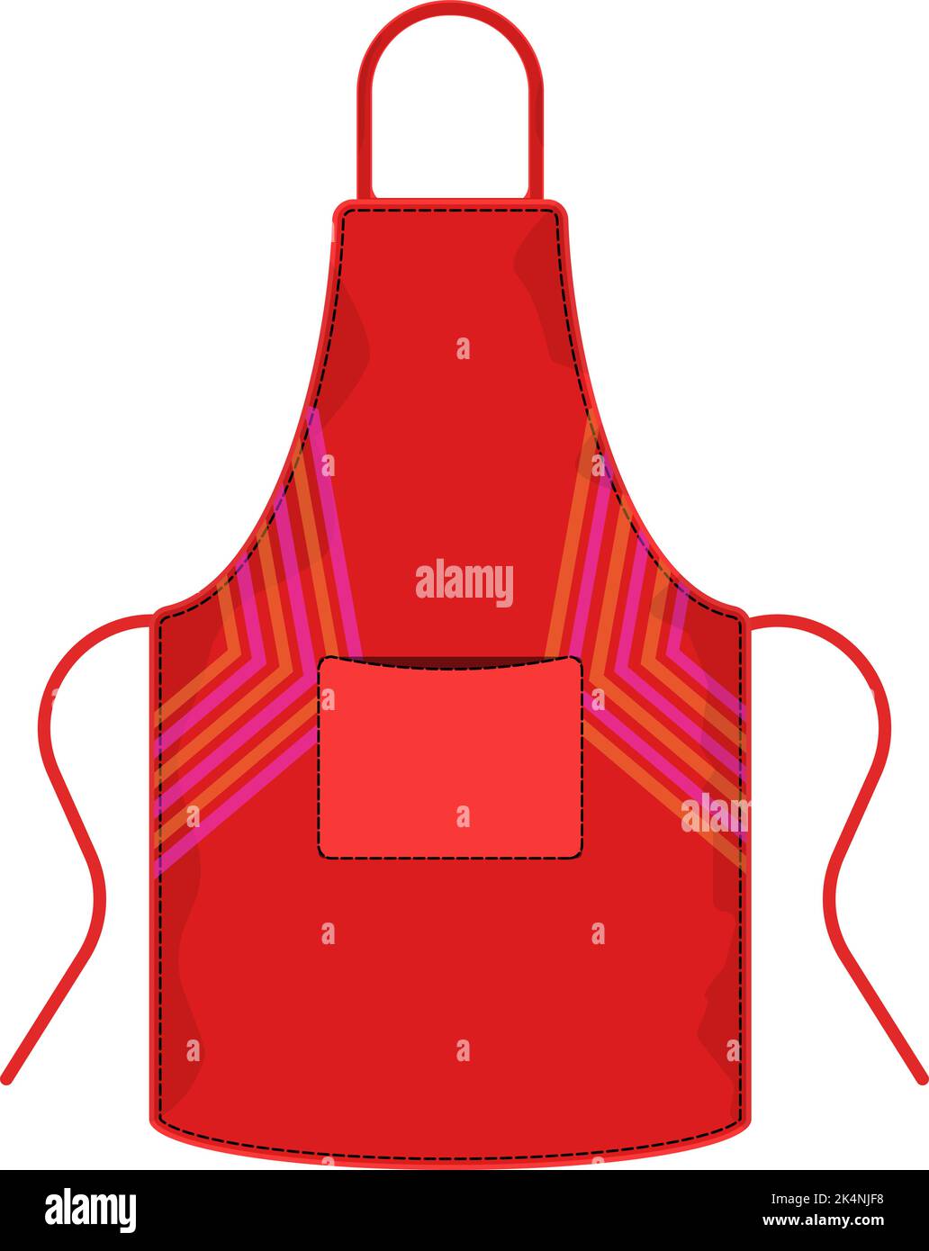 Interesting red apron, illustration, vector on a white background. Stock Vector