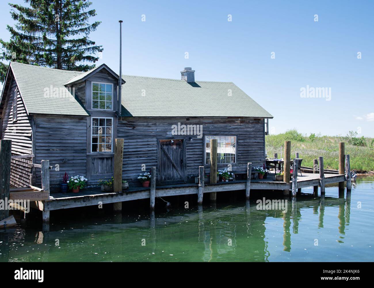 Old wood house in historic Fishtown, Leland, Michigan Stock Photo Alamy