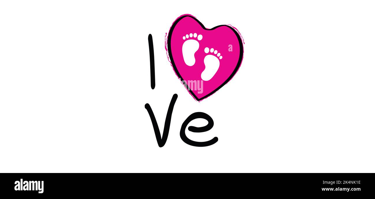 Slogan i love my baby girl with heart pictogram sign. New born coming soon, happy family for papa and mama quotes. Cartoon vector infant quotes sign M Stock Photo