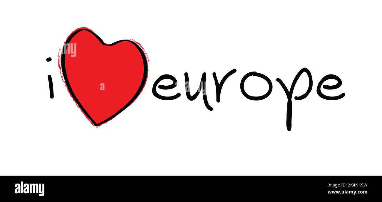 Slogan i love europe with with the Colors of eu flag. Italian slogans