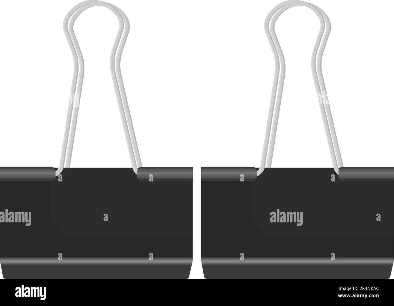 Two Binder clips, illustration, vector on a white background Stock