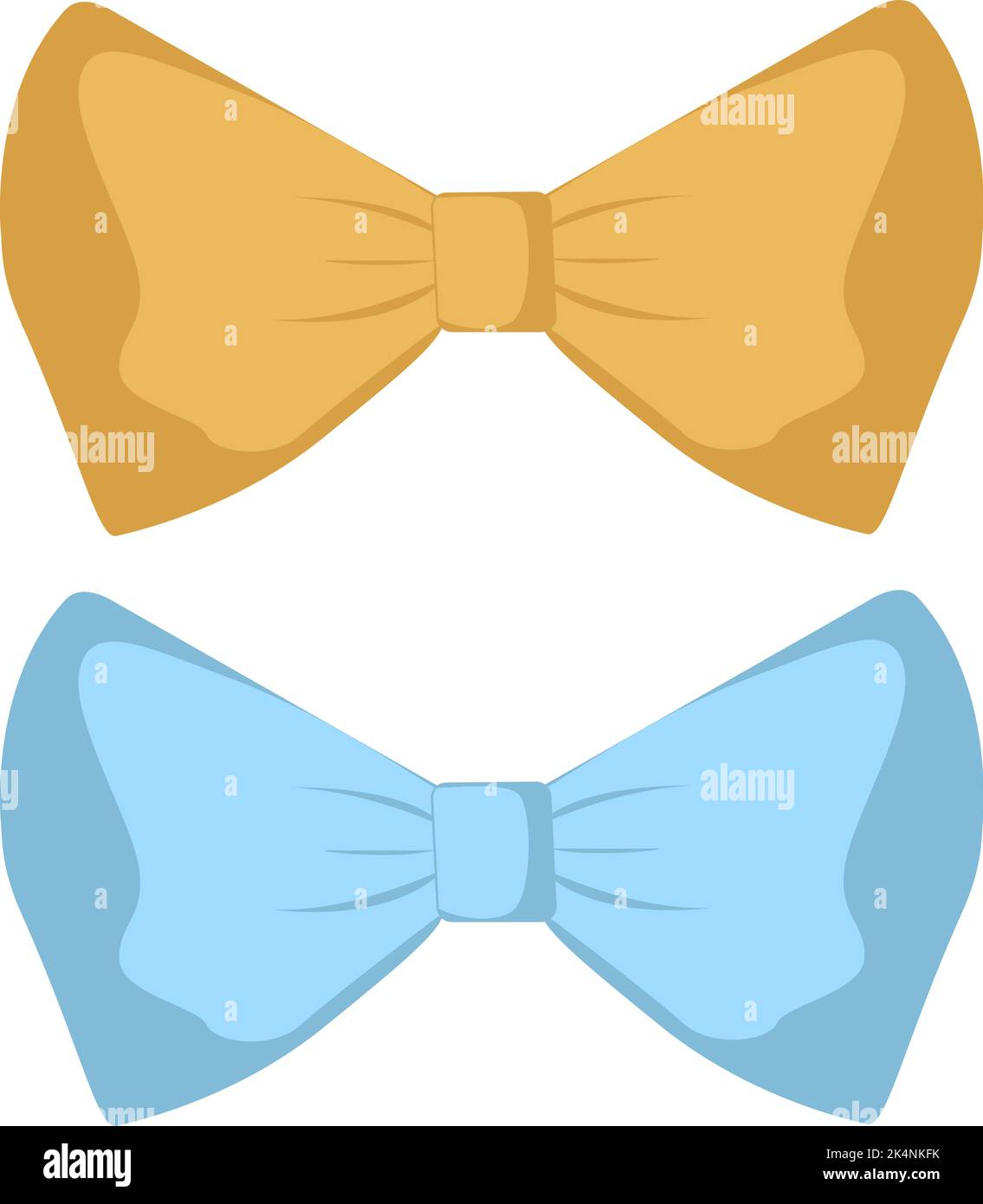 Yellow and blue bow ties, illustration, vector on a white background. Stock Vector