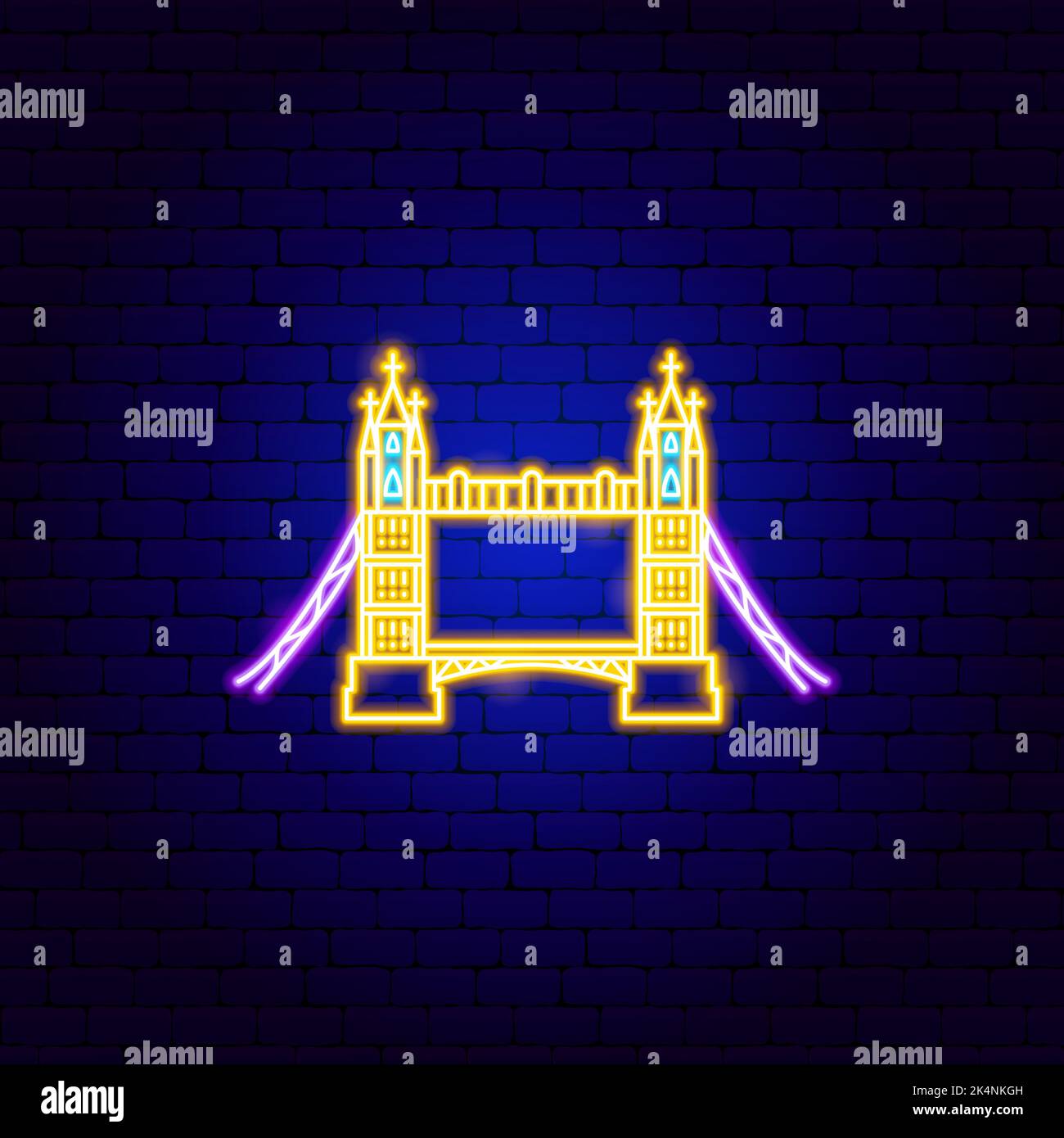 Tower Bridge Neon Sign Stock Vector