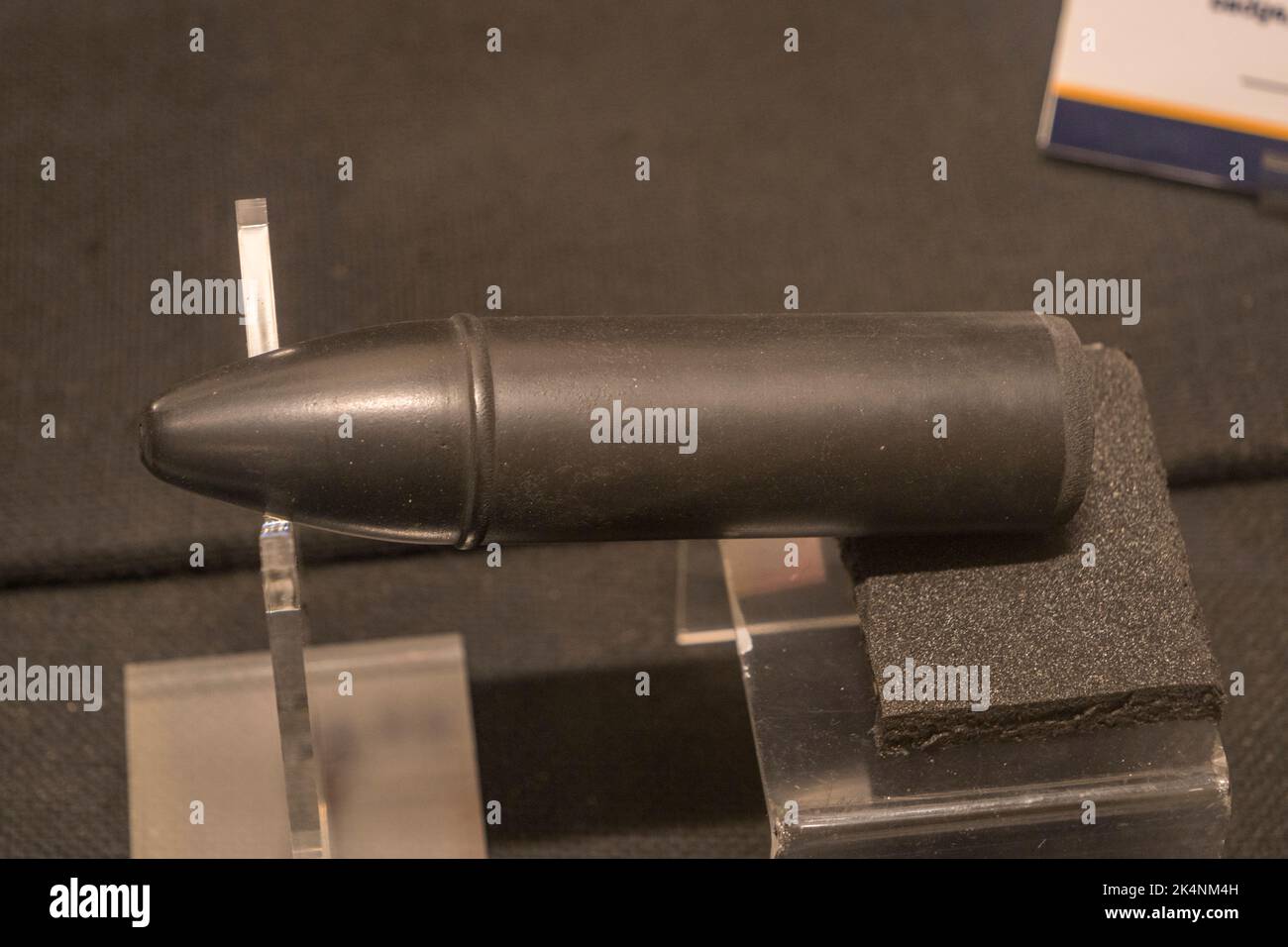 A rubber bullet used in Northern Ireland during Operation Motorman in