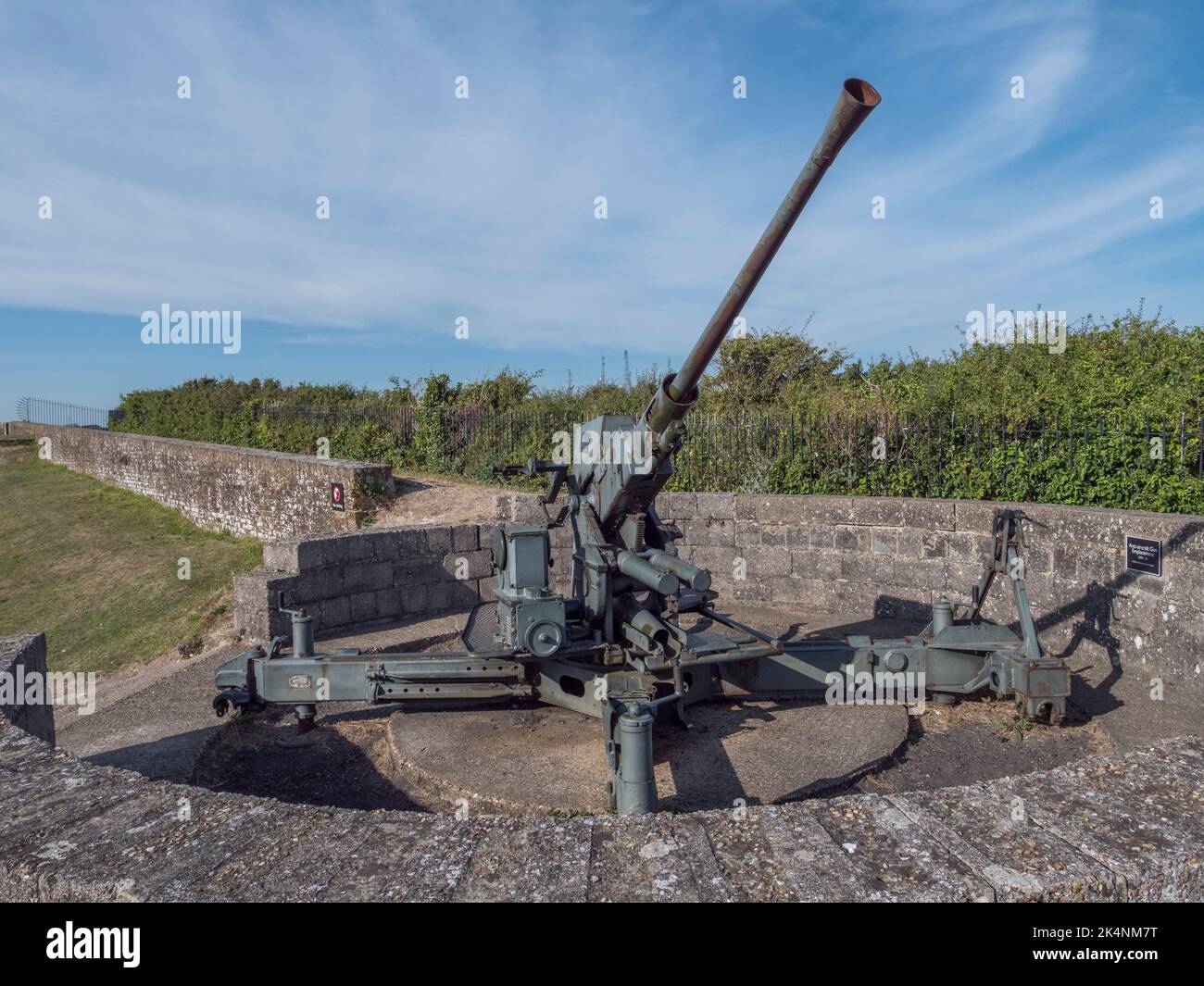 A 40mm Bofors gun (1942) on the outer curtain walls of Dover Castle, Kent, UK. Stock Photo