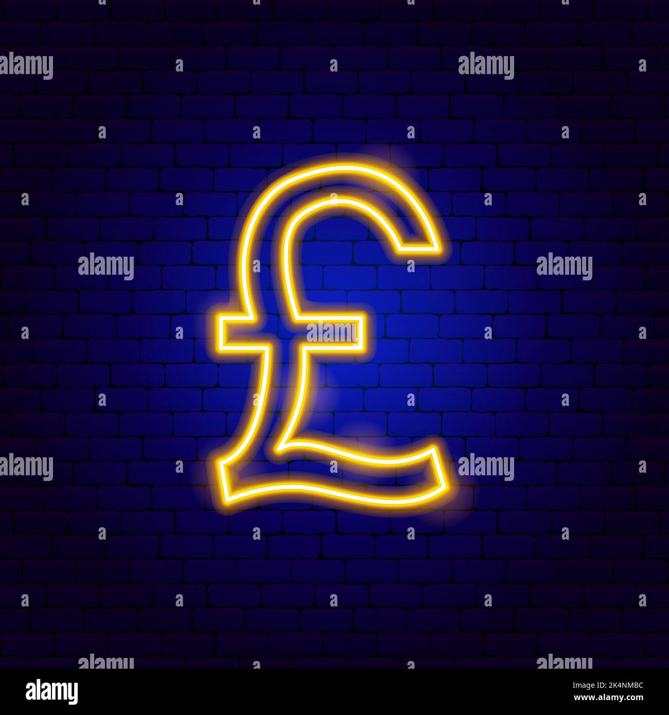 English Pound Neon Sign Stock Vector