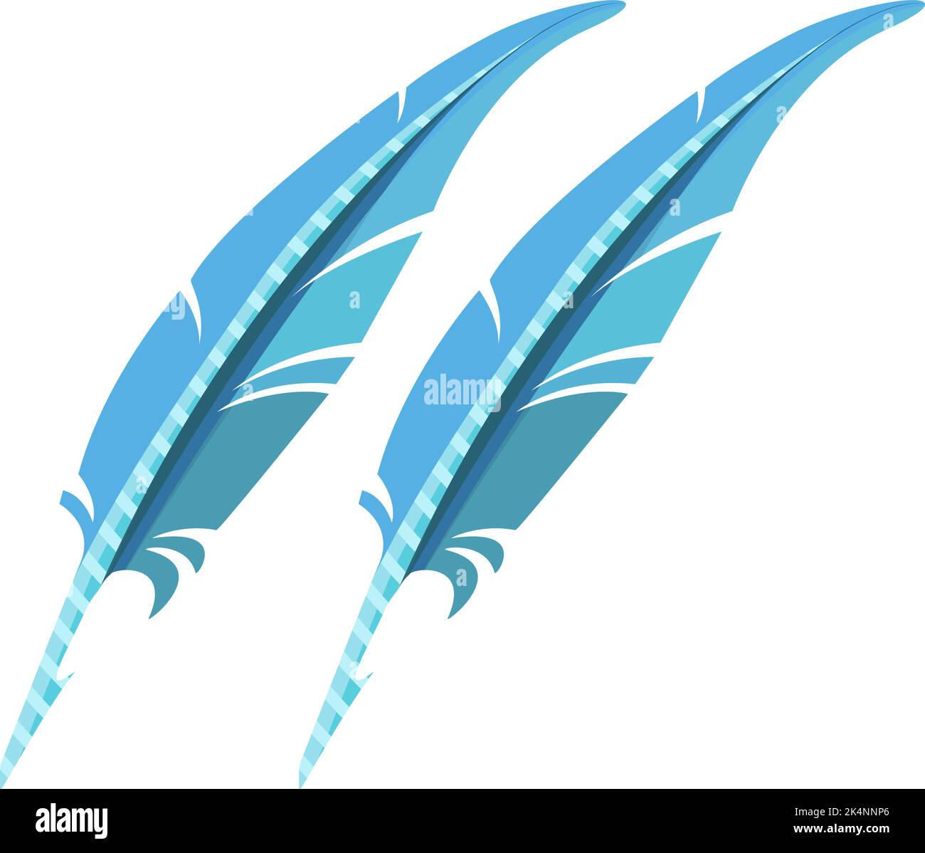 Blue feathers, illustration, vector on a white background Stock Vector