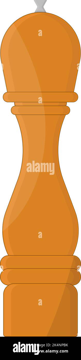 Orange Pepper grinder, illustration, vector on a white background. Stock Vector