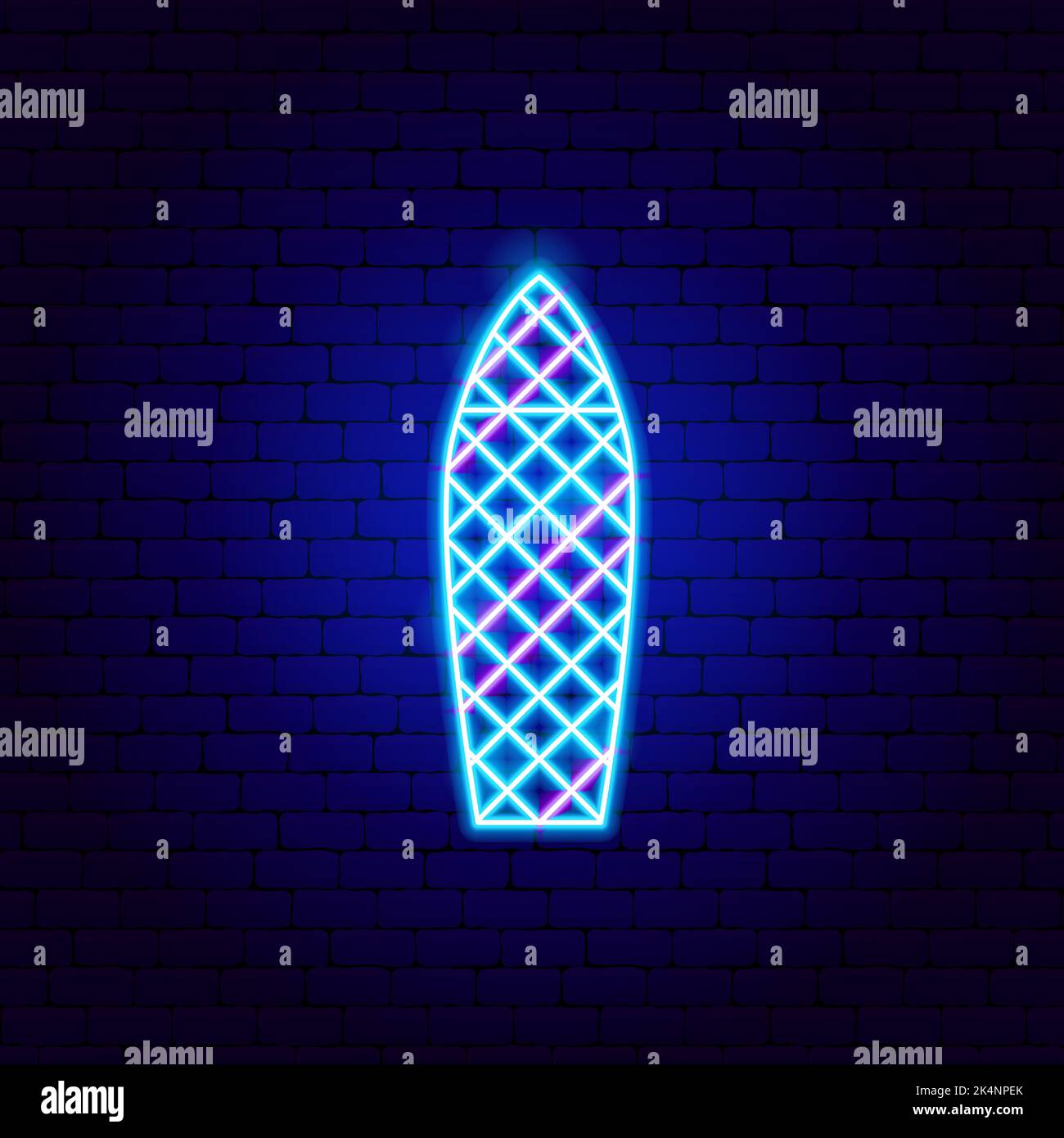 30 St Mary Axe Tower Neon Sign Stock Vector