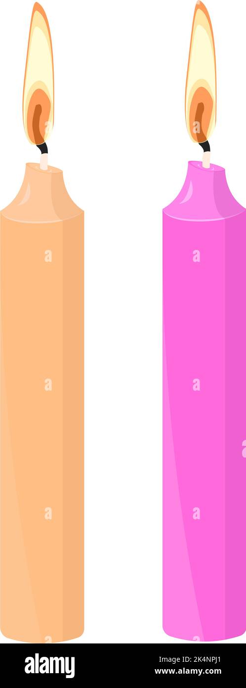 Romantic candles, illustration, vector on a white background. Stock Vector