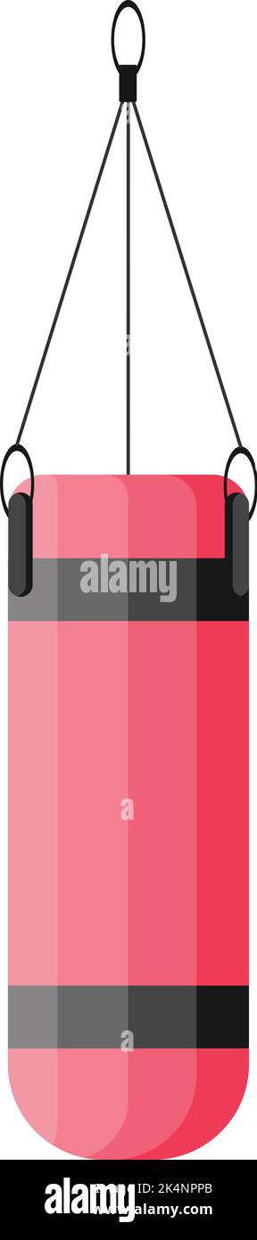 Red boxing bag, illustration, vector on a white background. Stock Vector
