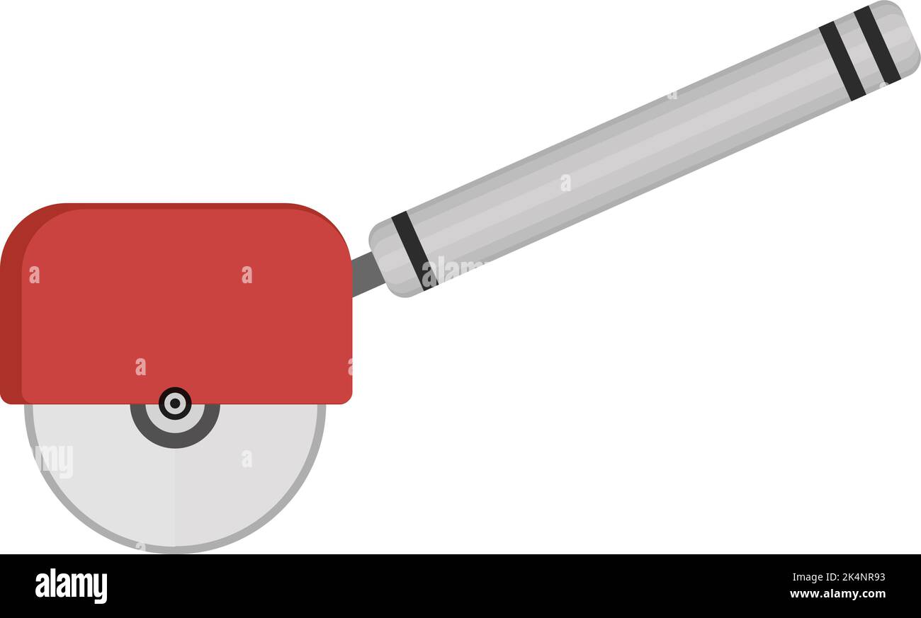 Red pizza knife, illustration, vector on a white background. Stock Vector