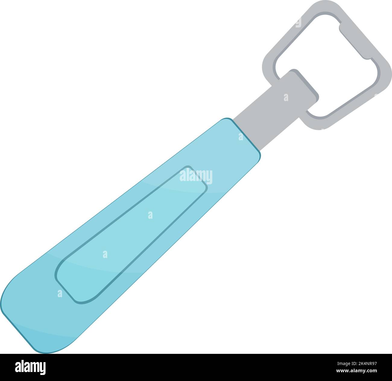 Light blue bottle opener, illustration, vector on a white background. Stock Vector