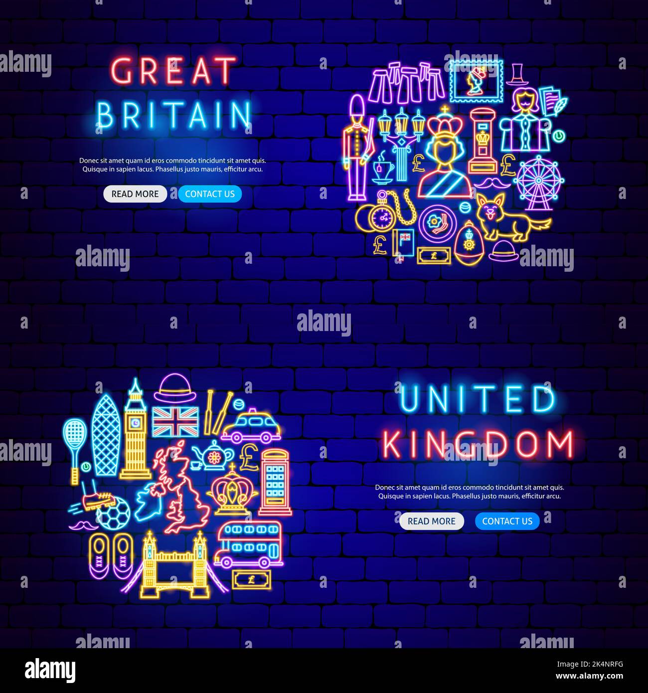 Great Britain Neon Banners Stock Vector