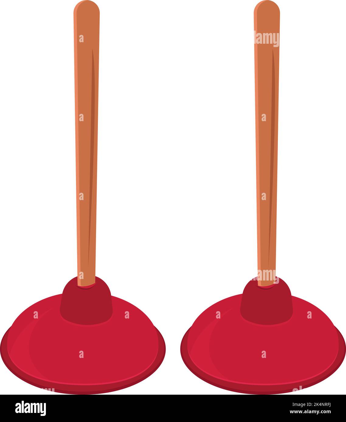 Two Red plungers, illustration, vector on a white background Stock