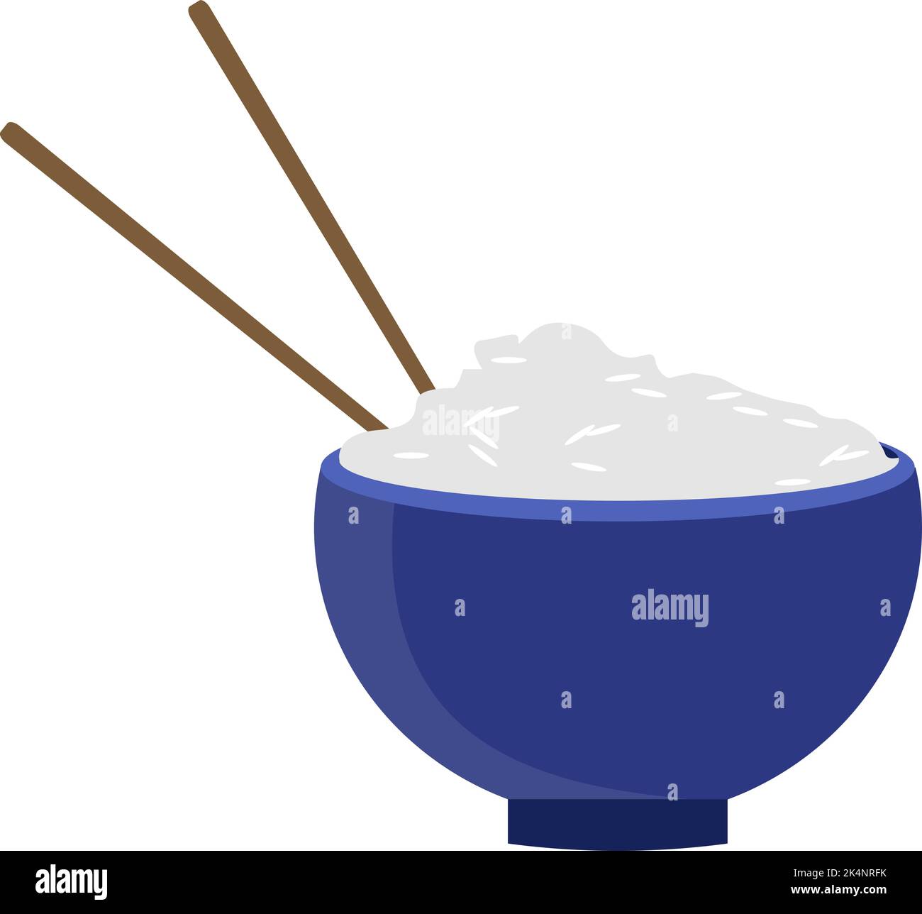 Bowl of rice, illustration, vector on a white background Stock Vector ...