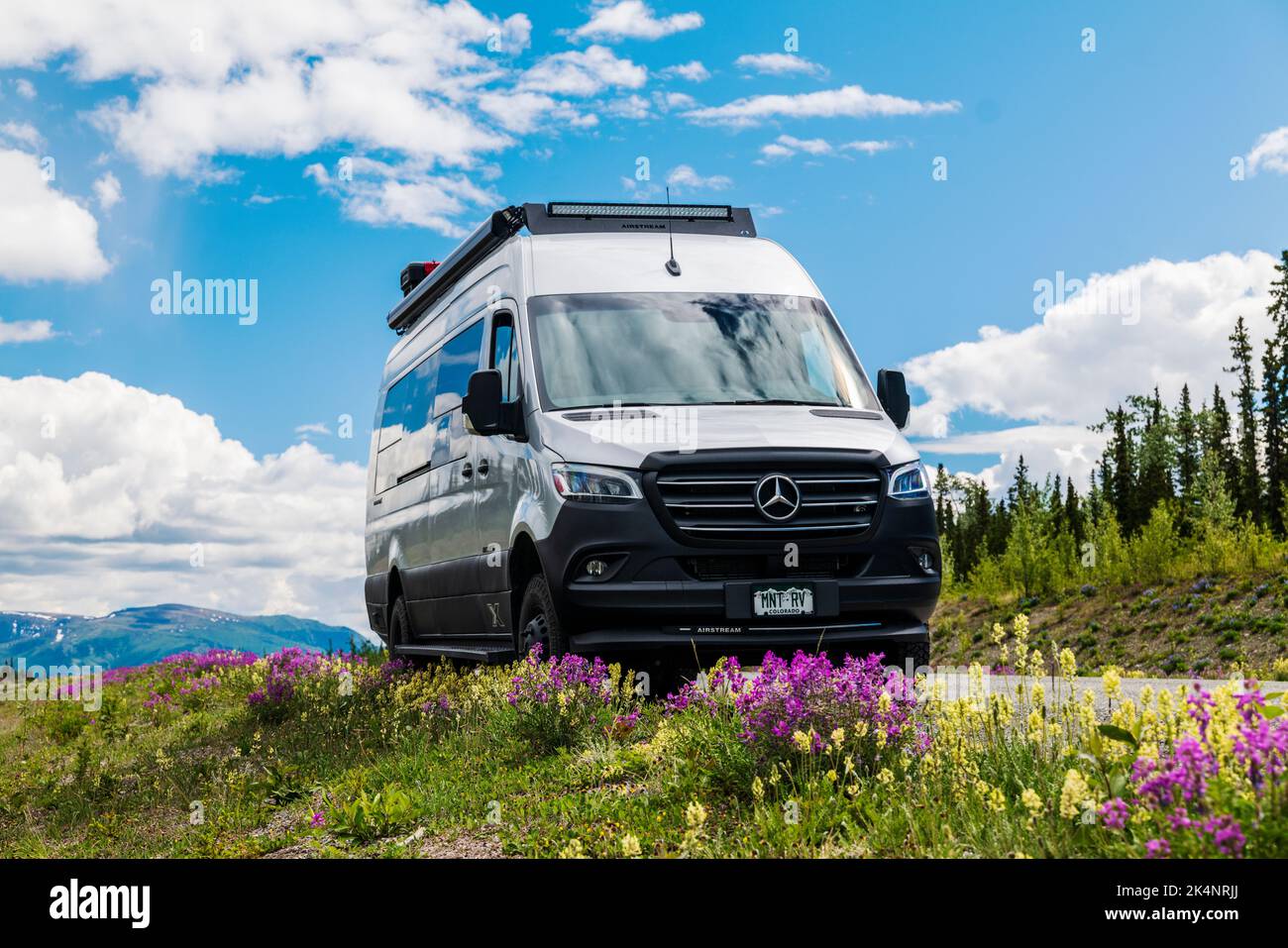 Airstream caravan mountains hires stock photography