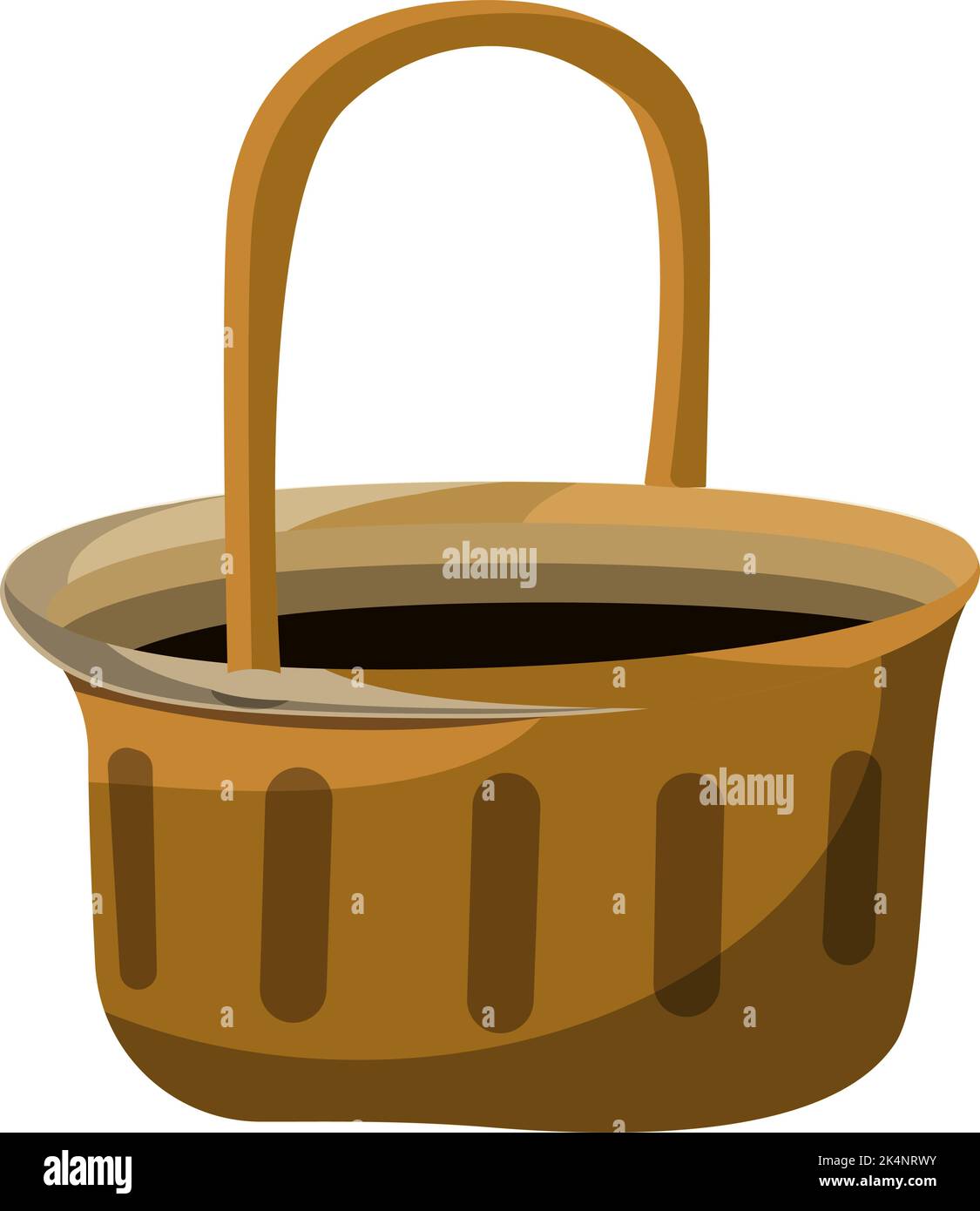 Wooden bucket, illustration, vector on a white background Stock Vector