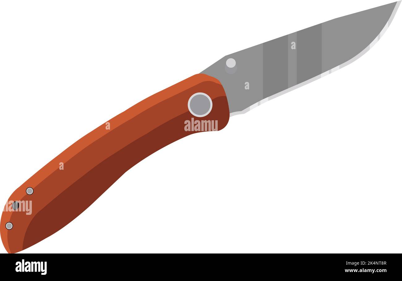 Sharp pocket knife, illustration, vector on a white background. Stock Vector