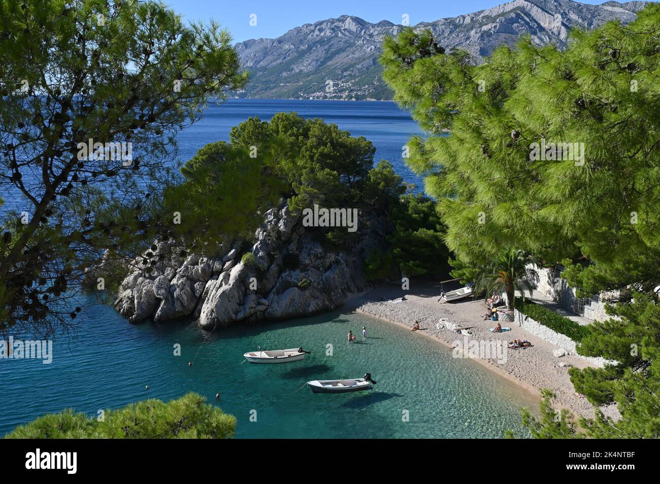 Photo taken on October 3, 2022 shows beach Podrace in Brela, Croatia. The Podrace beach is one of the most photographed beaches of Croatia. Photo: Matko Begovic/HaloPix/PIXSELL Stock Photo