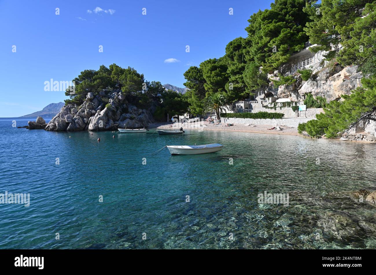 Photo taken on October 3, 2022 shows beach Podrace in Brela, Croatia. The Podrace beach is one of the most photographed beaches of Croatia. Photo: Matko Begovic/HaloPix/PIXSELL Stock Photo