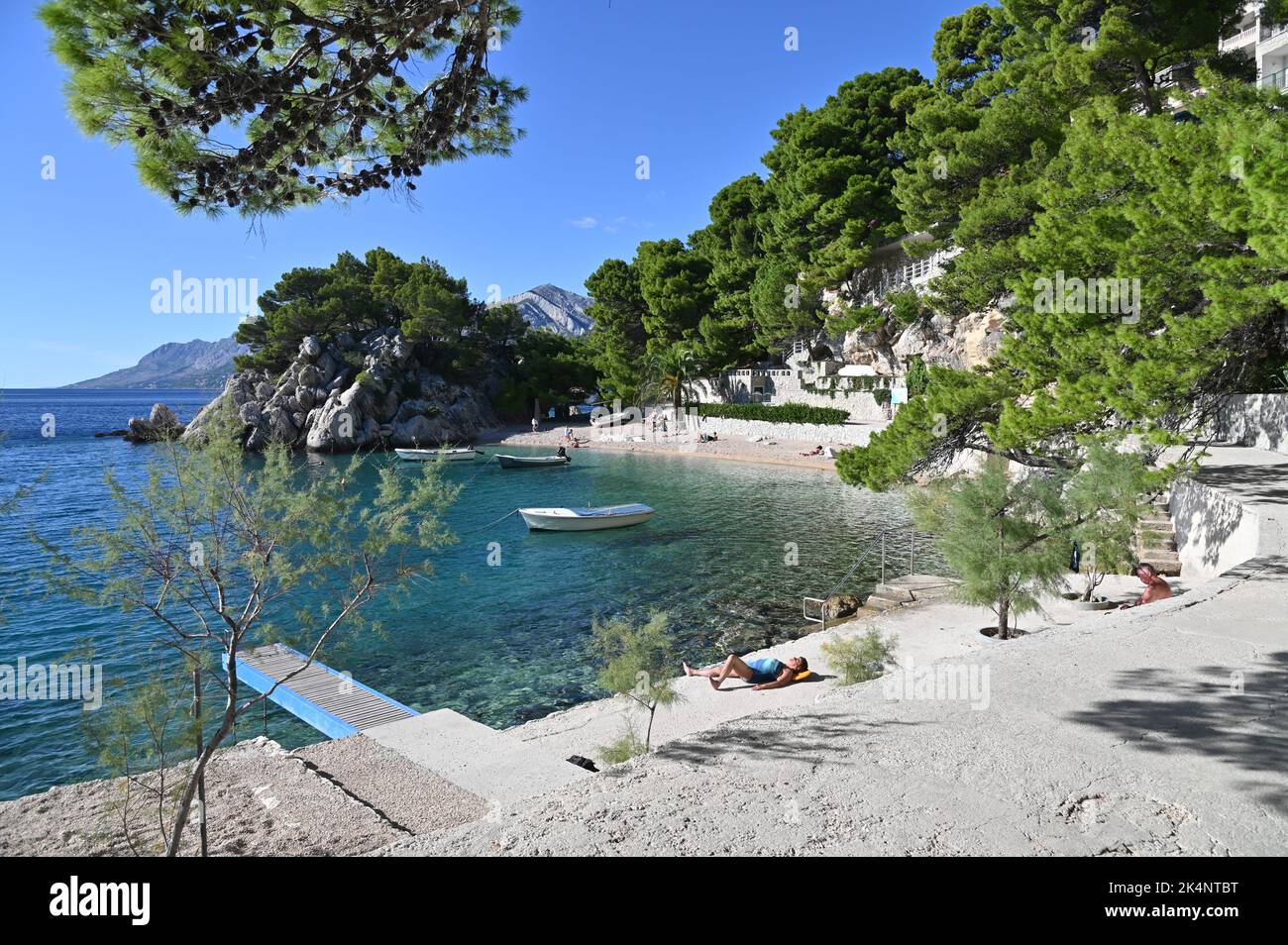 Photo taken on October 3, 2022 shows beach Podrace in Brela, Croatia. The Podrace beach is one of the most photographed beaches of Croatia. Photo: Matko Begovic/HaloPix/PIXSELL Stock Photo