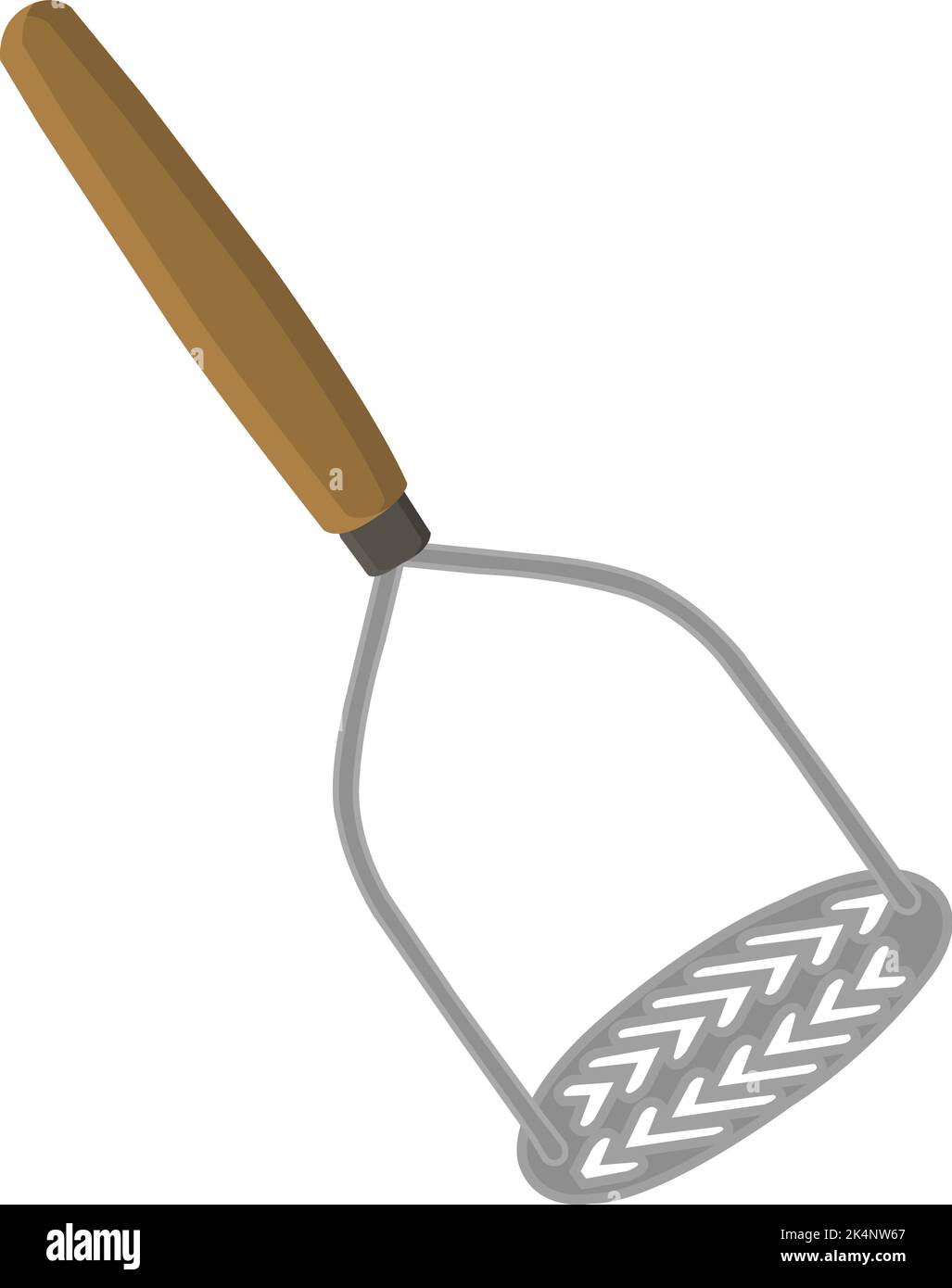 Brown potato mashing tool, illustration, vector on a white background. Stock Vector