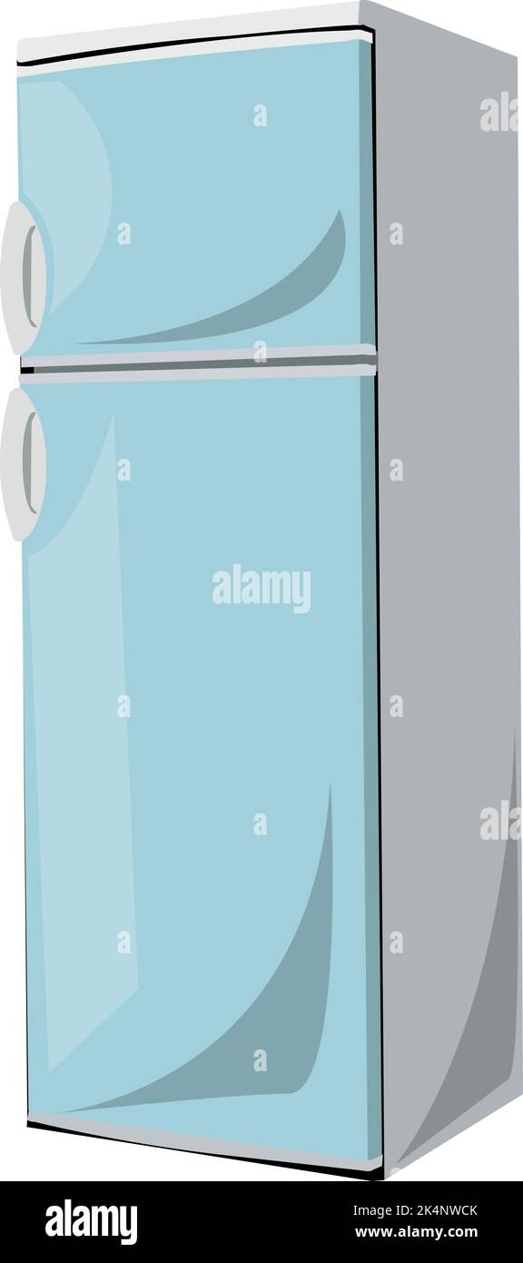 Blue refridgerator, illustration, vector on a white background. Stock Vector