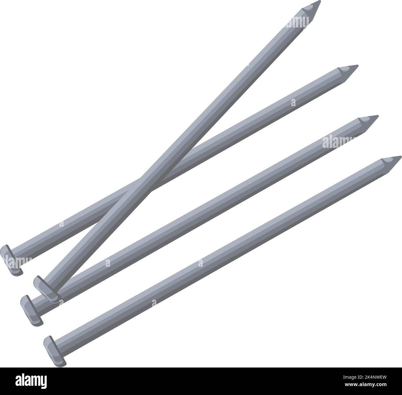 Metal nails, illustration, vector on a white background Stock Vector