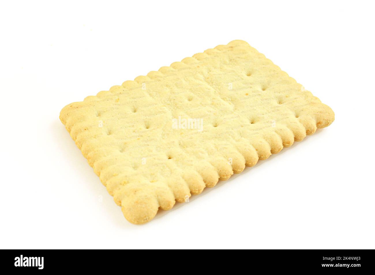 Single buttery tea biscuit isolated onh white background Stock Photo