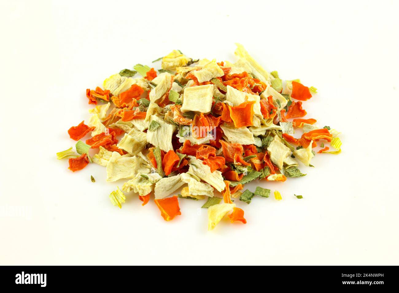 Mixture of dried vegetable spices. Pile of food herb condiments Stock Photo