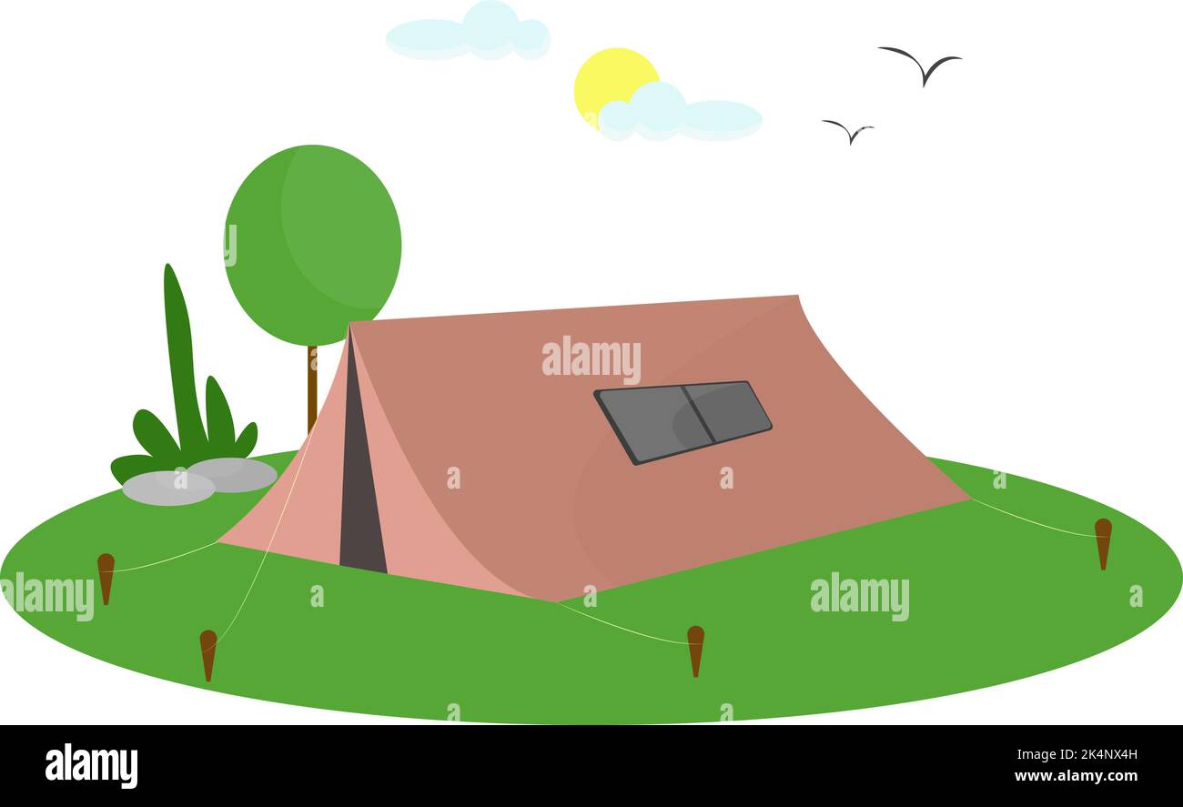 Camping tent, illustration, vector on a white background Stock Vector ...