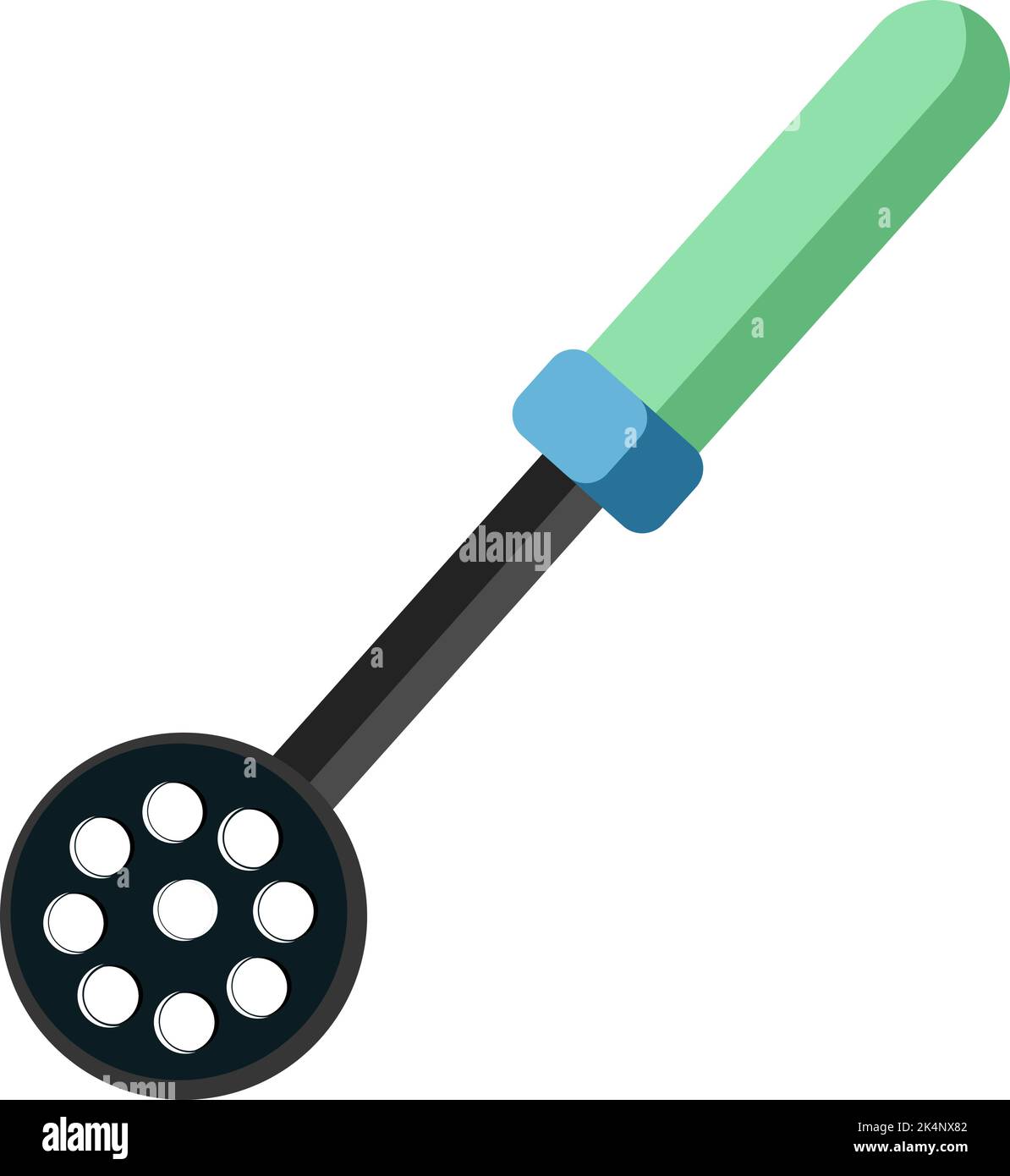Round green spatula, illustration, vector on a white background. Stock Vector