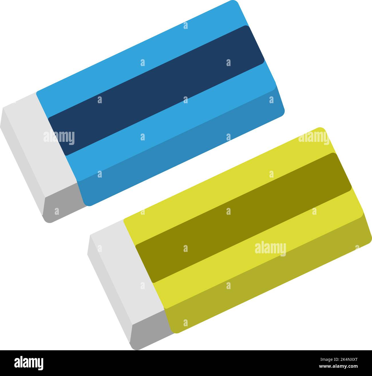 Erasing rubbers, illustration, vector on a white background. Stock Vector
