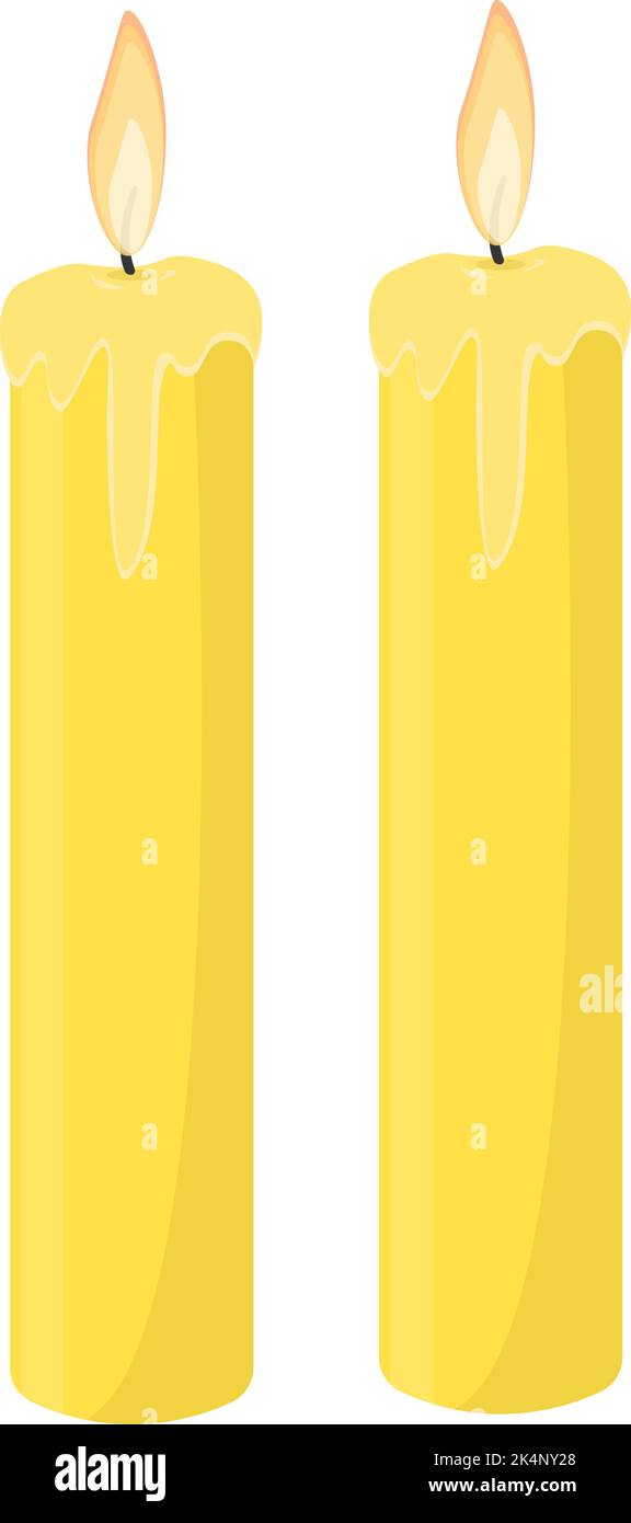 Two yellow candles, illustration, vector on a white background Stock