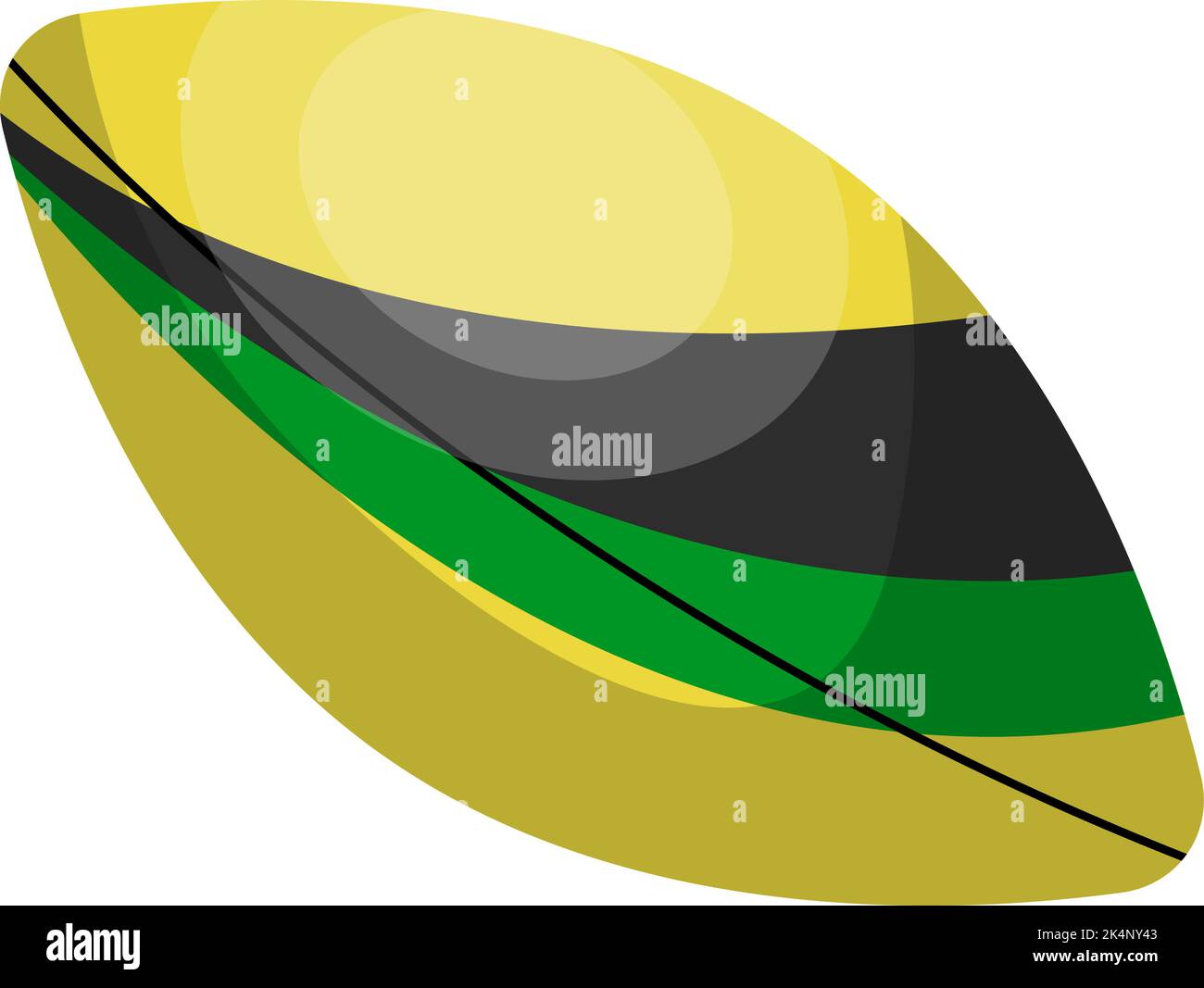 Yellow rugby ball, illustration, vector on a white background Stock