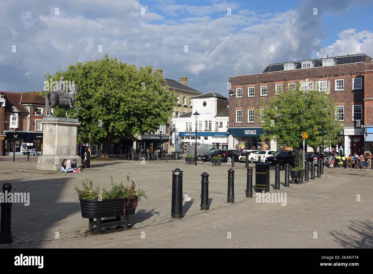 View of an empty Market Square in Petersfield on a sunny Saturday evening Stock Photo
