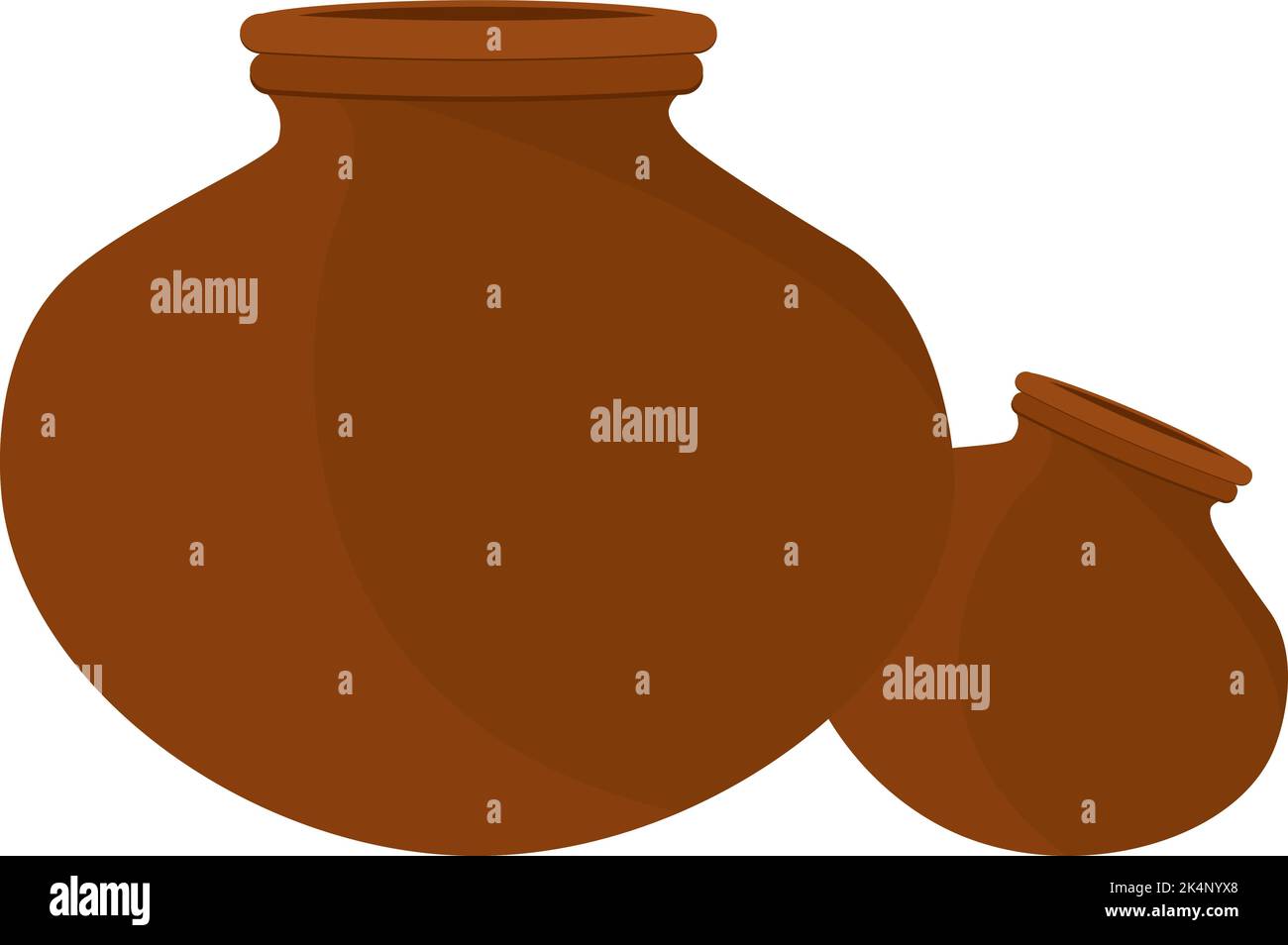 Handmade clay pots, illustration, vector on a white background Stock