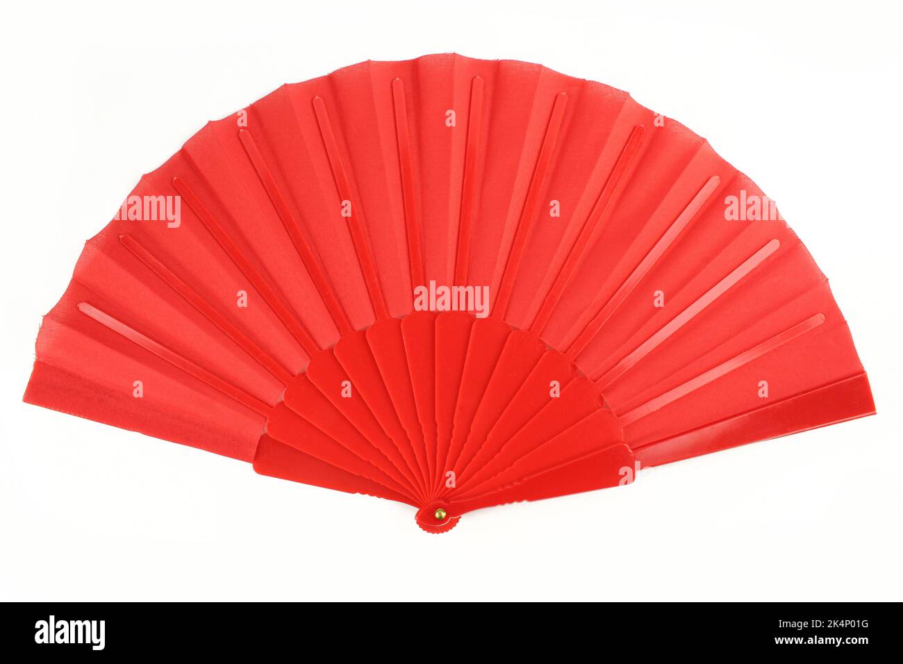 Red hand fan isolated on white background Stock Photo - Alamy