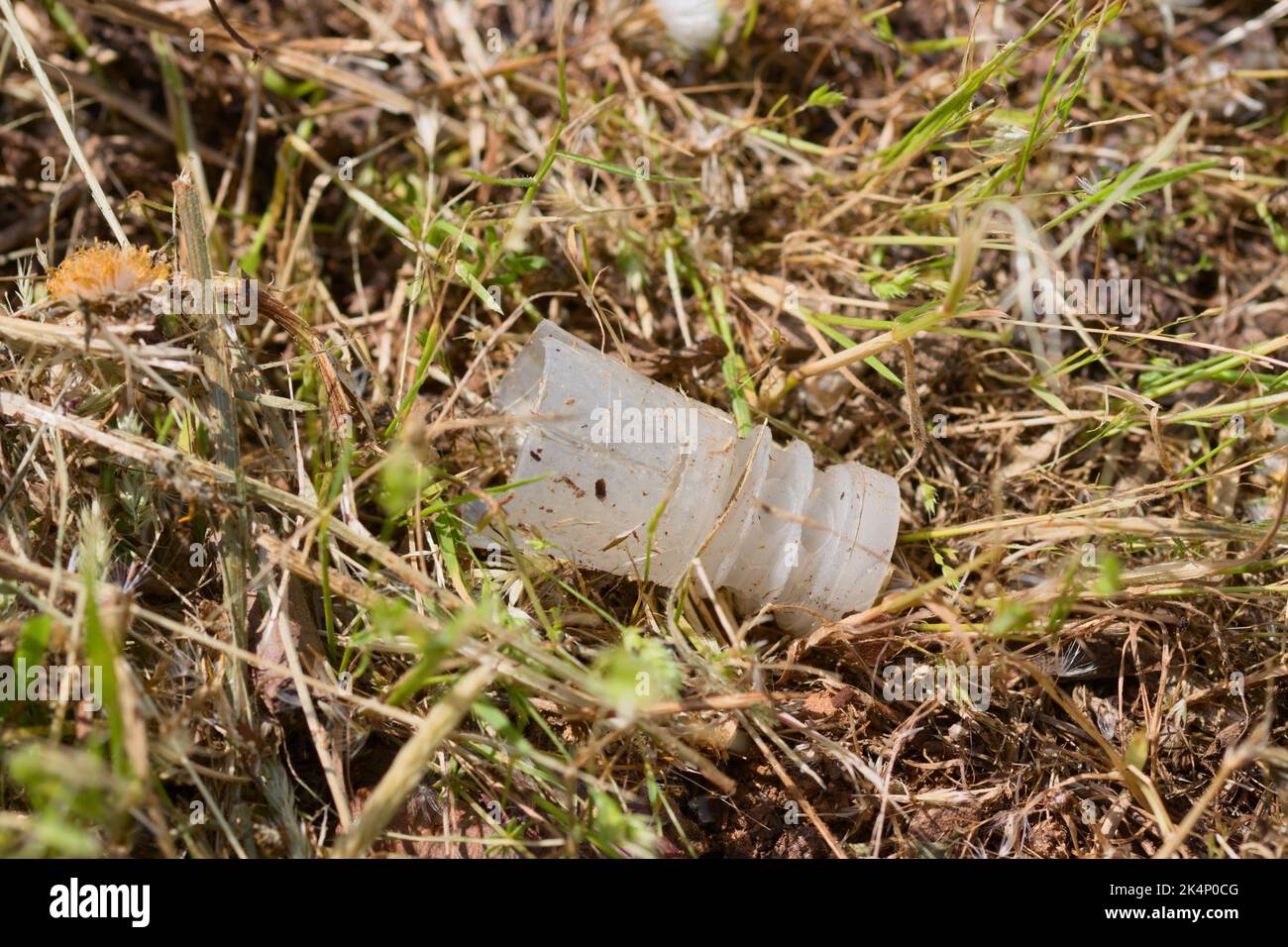 Closeup of the plastic residue left by the cartridge that a hunter