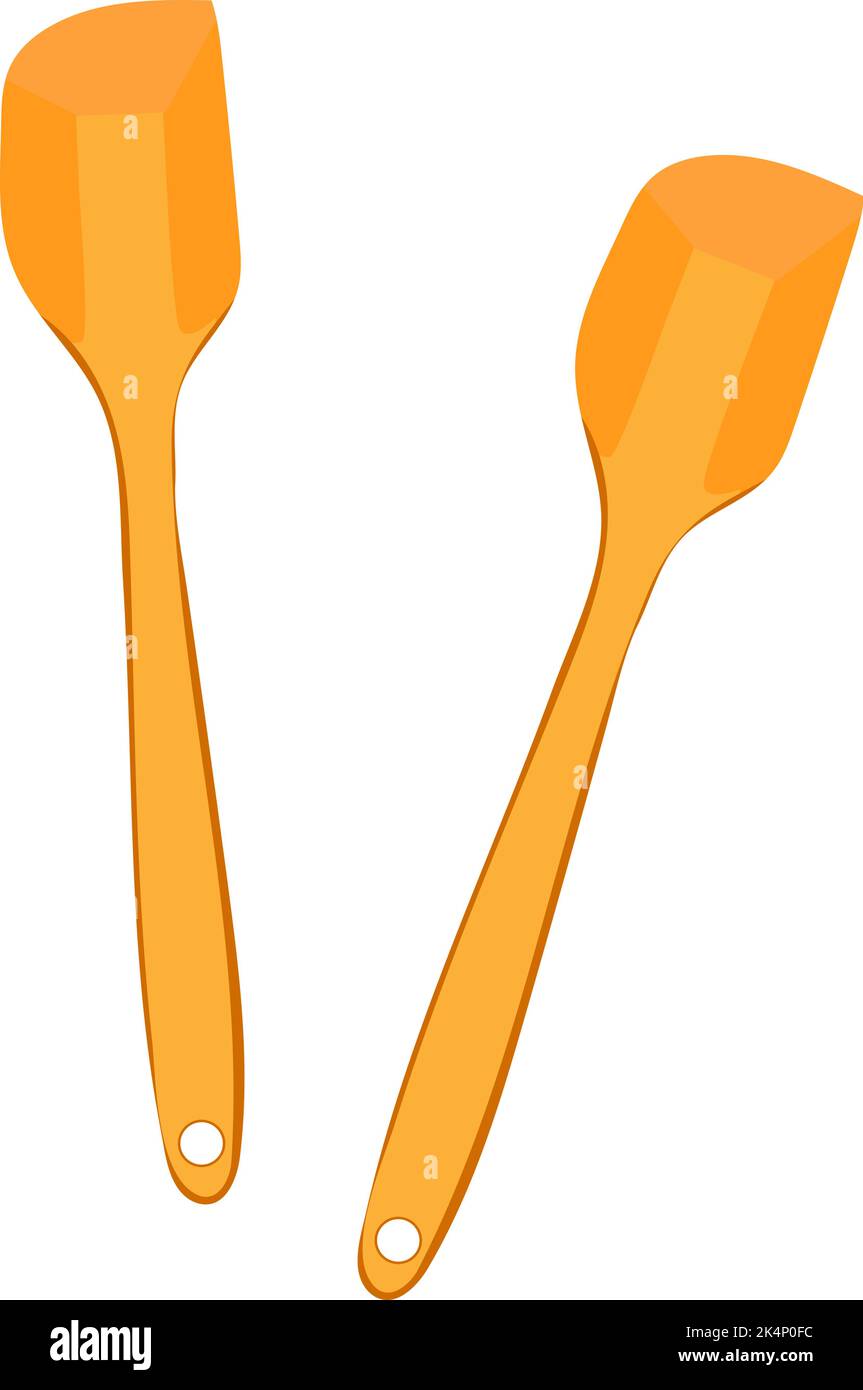Wooden spatulas, illustration, vector on a white background Stock