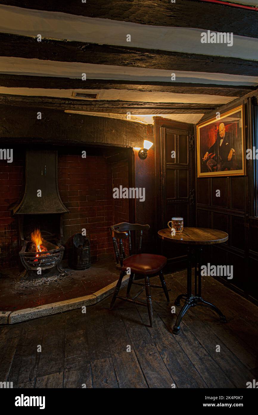 Inside traditional pub interior of Haunch of Venison public house, salisbury, wiltshire, England, UK Stock Photo