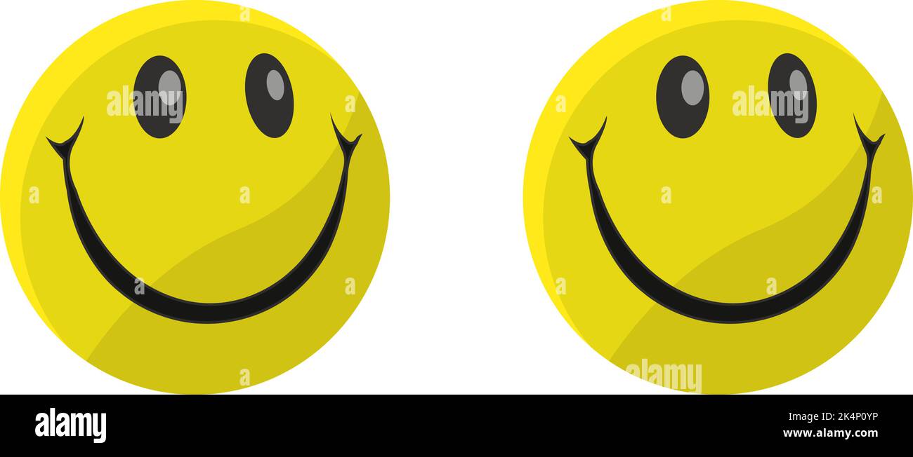 Yellow smileys, illustration, vector on a white background. Stock Vector