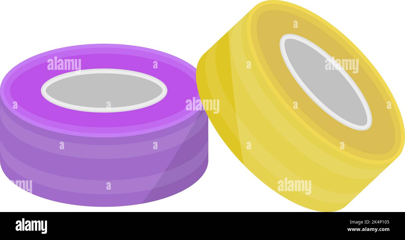 Purple and yellow scotch tape, illustration, vector on a white