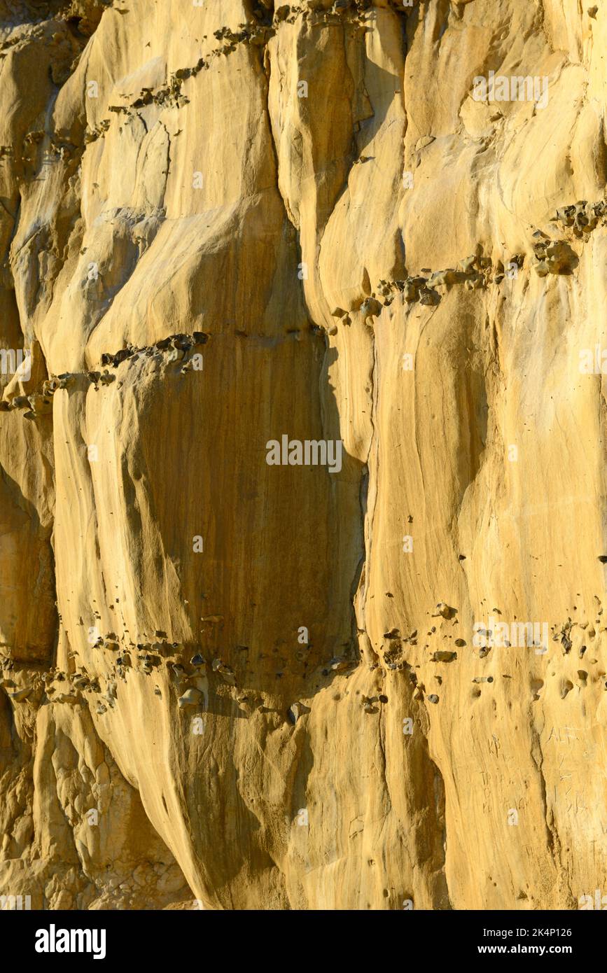 View of the Newhaven chalk formation cliffs at Newhaven, Sussex, UK, a