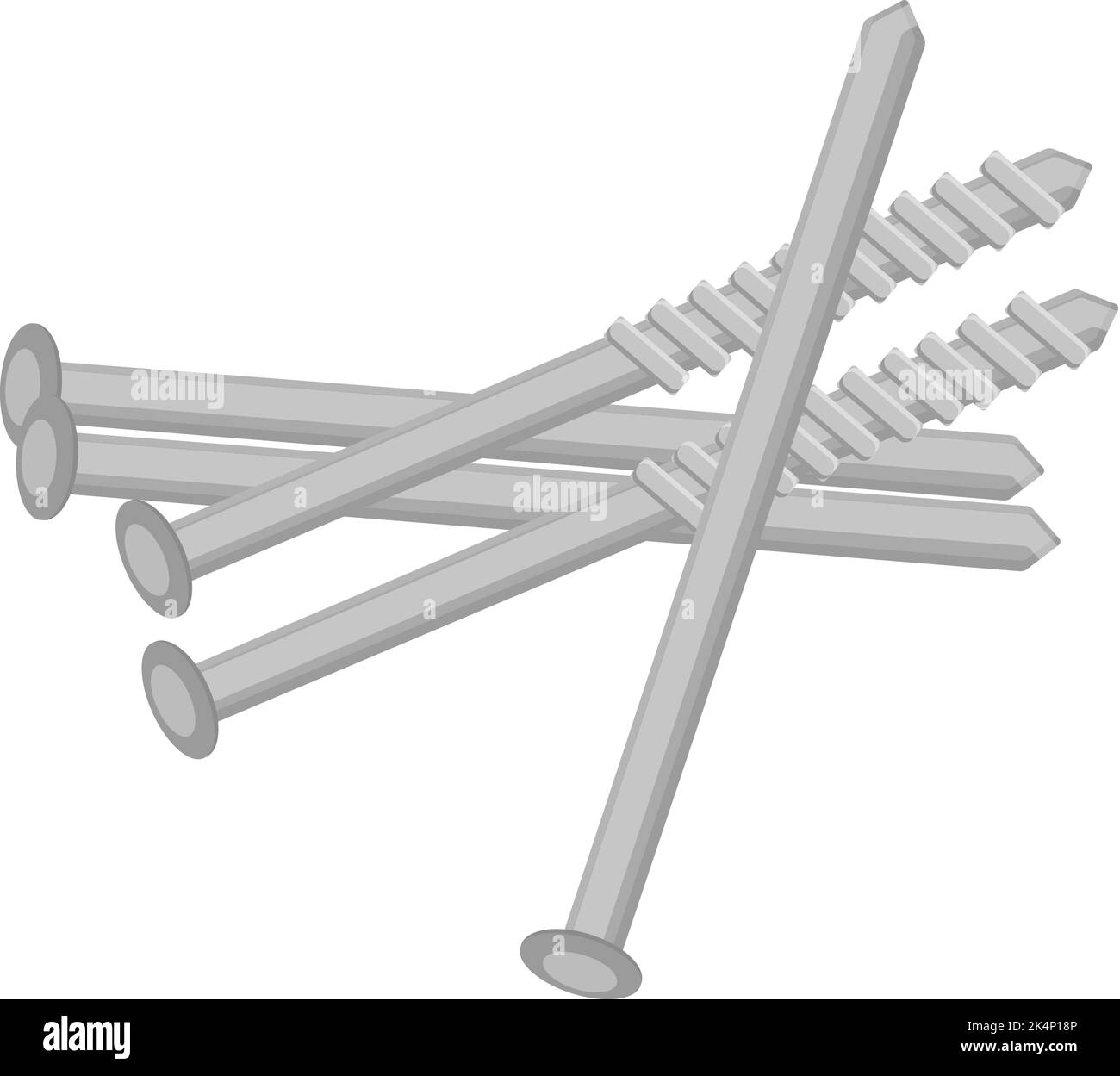 Industrial metal nail, illustration, vector on a white background Stock