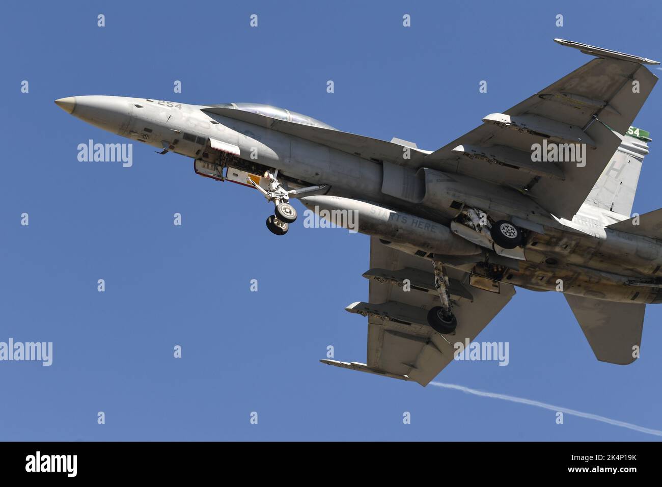 USMC F/A-18D from VMFAT-101 takes off from Brown Field in San Diego, California Stock Photo