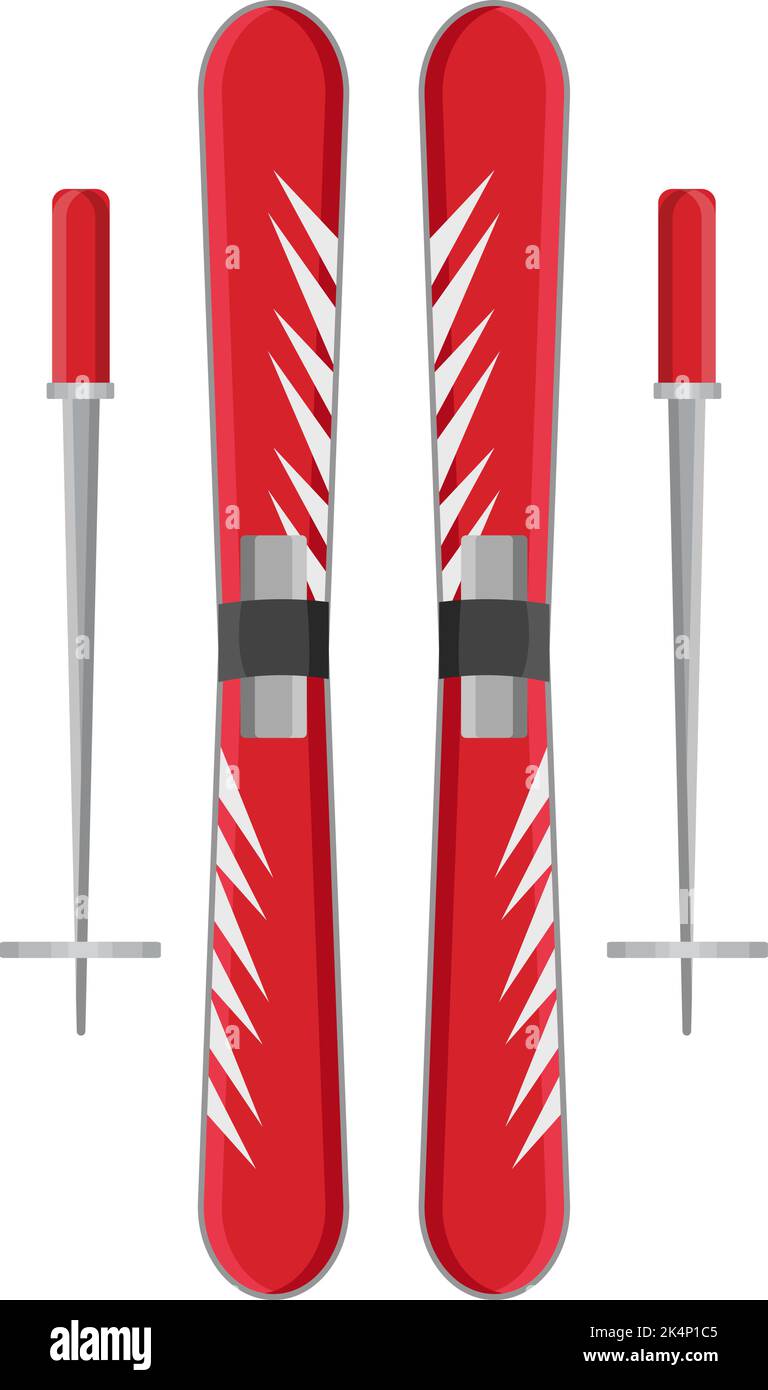 Red snow skiies, illustration, vector on a white background. Stock Vector