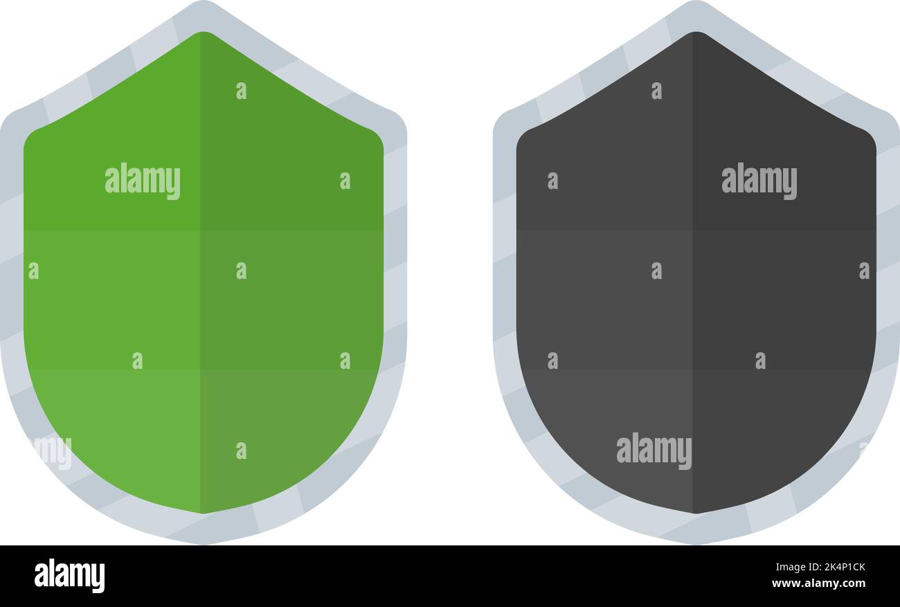 Green and black shields, illustration, vector on a white background. Stock Vector